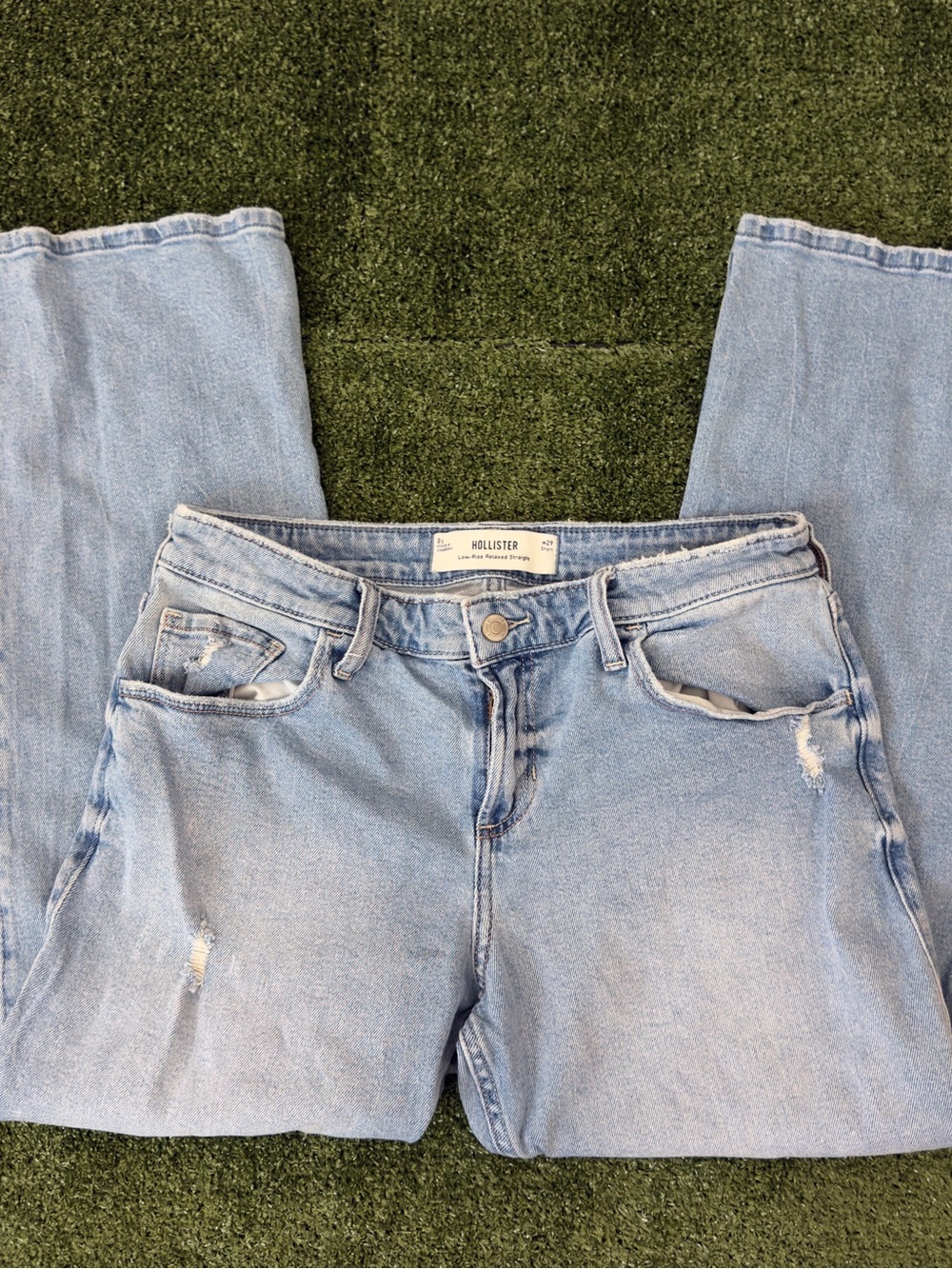 Hollister Straight Leg Light Blue Distressed Jeans